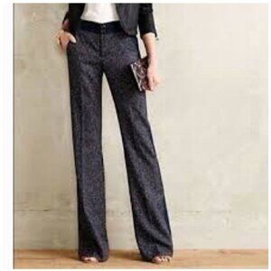 Elevenes anthropologie Brighton Womens Tweed Pants Size 12  black blue wide leg
